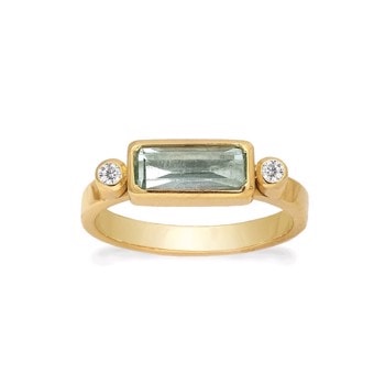 Forgyldt ring med aquablå kvarts & zirkoner - Rabinovich